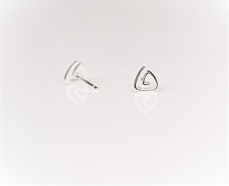 Sterling Silver Triangle Stud Earrings Minimalist Geometric Earrings image 4