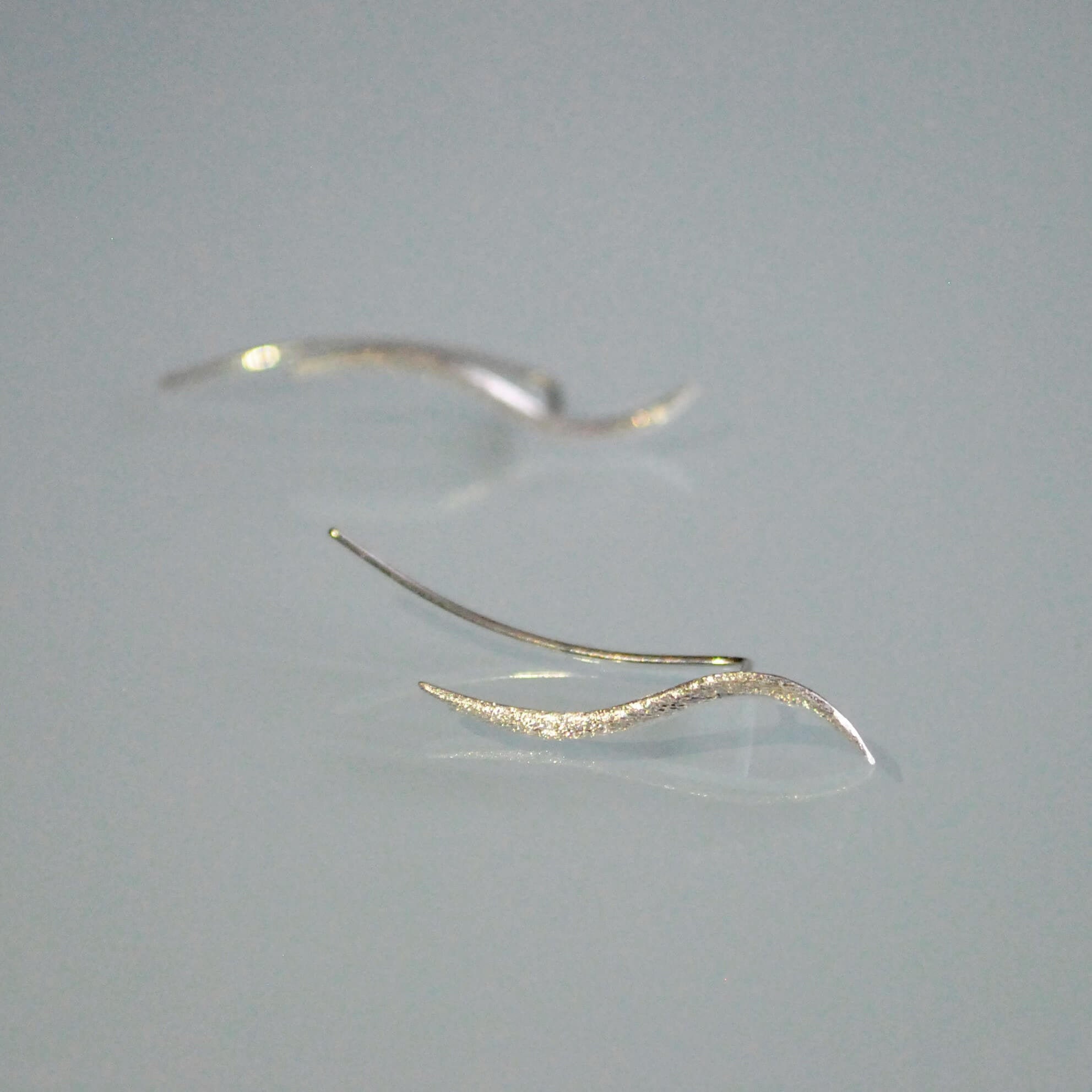 Sterling silver ear climbers. Gold bar earrings. Silver bar ear crawler. Modern leaf earring. Minimalist nickel free ear wrap.Dainty earring