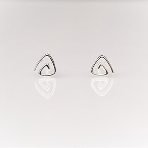 Sterling Silver Triangle Stud Earrings Minimalist Geometric Earrings image 2