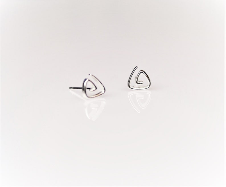 Sterling Silver Triangle Stud Earrings Minimalist Geometric Earrings image 3