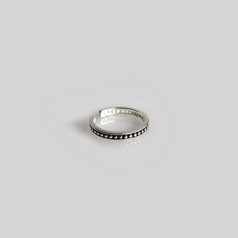 Oxidized silver knuckle ring toe ring Adjustable open thin stacking ring Sterling silver pinky ring for women Boho silver midi ring