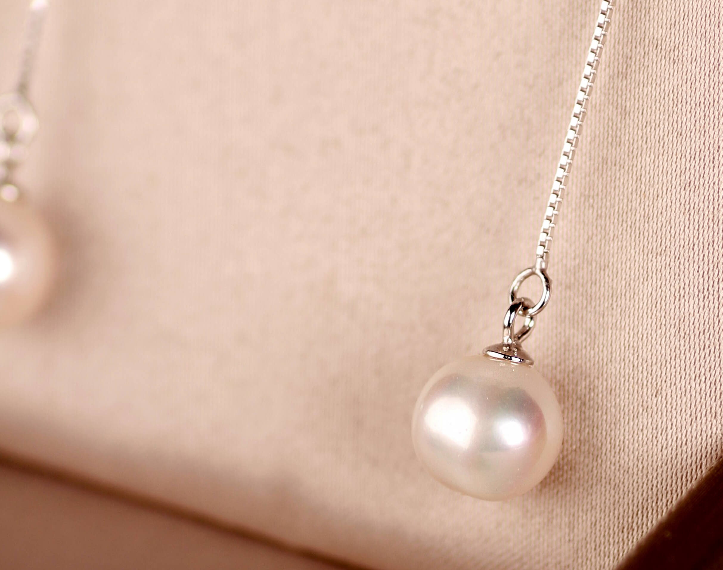 ピアス [LLOYD] Freshwater Pearl Long-Drop Gold & Silver Earrings Freshwater Pearl Drop Earrings. Long Sterling Silver Chain