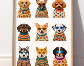 Funny Dog Wall Art, Colorful Pet Print, Cute Puppy Poster, Animal Lover Gift, Nursery Wall Art 20