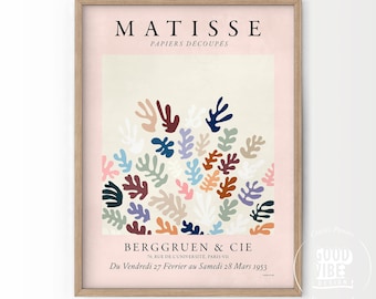 Henri Matisse Print, Matisse Exhibition, Matisse Pink Poster, Abstract Art, The Cutouts, Boho Art Print, Floral Art Design, Coral Matisse