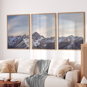 Set of 3 Mountain prints, Mountain wall art, Above bed decor, Bedroom print, Nature set, Living room, Nordic landscape, Snow Forest, Iceland