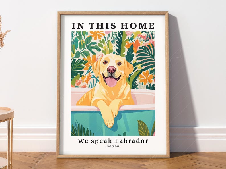 Tropical Labrador Art Print, Funny Dog Lover Gift image 1