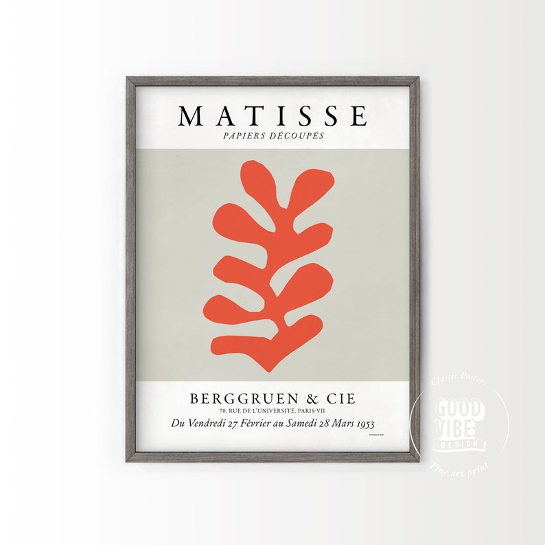Christmas Gift Neutral Print Matisse Leaf Print Minimalist Wall Art Matisse Poster Mid Century Modern