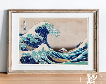 The Great Wave at Kanagawa 1930s Katsushika Hokusai Japanische Wandkunst Blaue Wellen Vintage Geschenk berühmte Malerei
