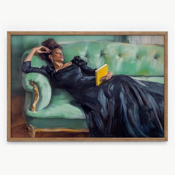 Black Woman Art Print: Vintage Elegant Decor Poster