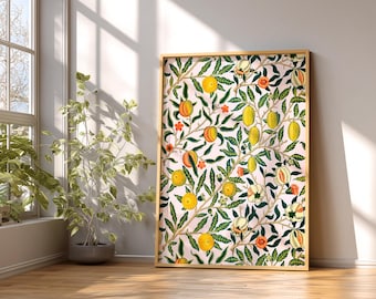 William Morris Fruit Print, Antique Botanical Wall Art, Vintage Kitchen Decor