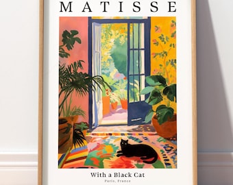 Henri Matisse Cat Poster, Cat Gift, Botanical Wall Art, Classic Decor, Floral Decor 45