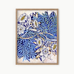 Floral Art Print, William Morris Print, Vintage Flower Poster, Tulip and Willow Indigo, Gift for her, Christmas Gift, Bedroom wall decor