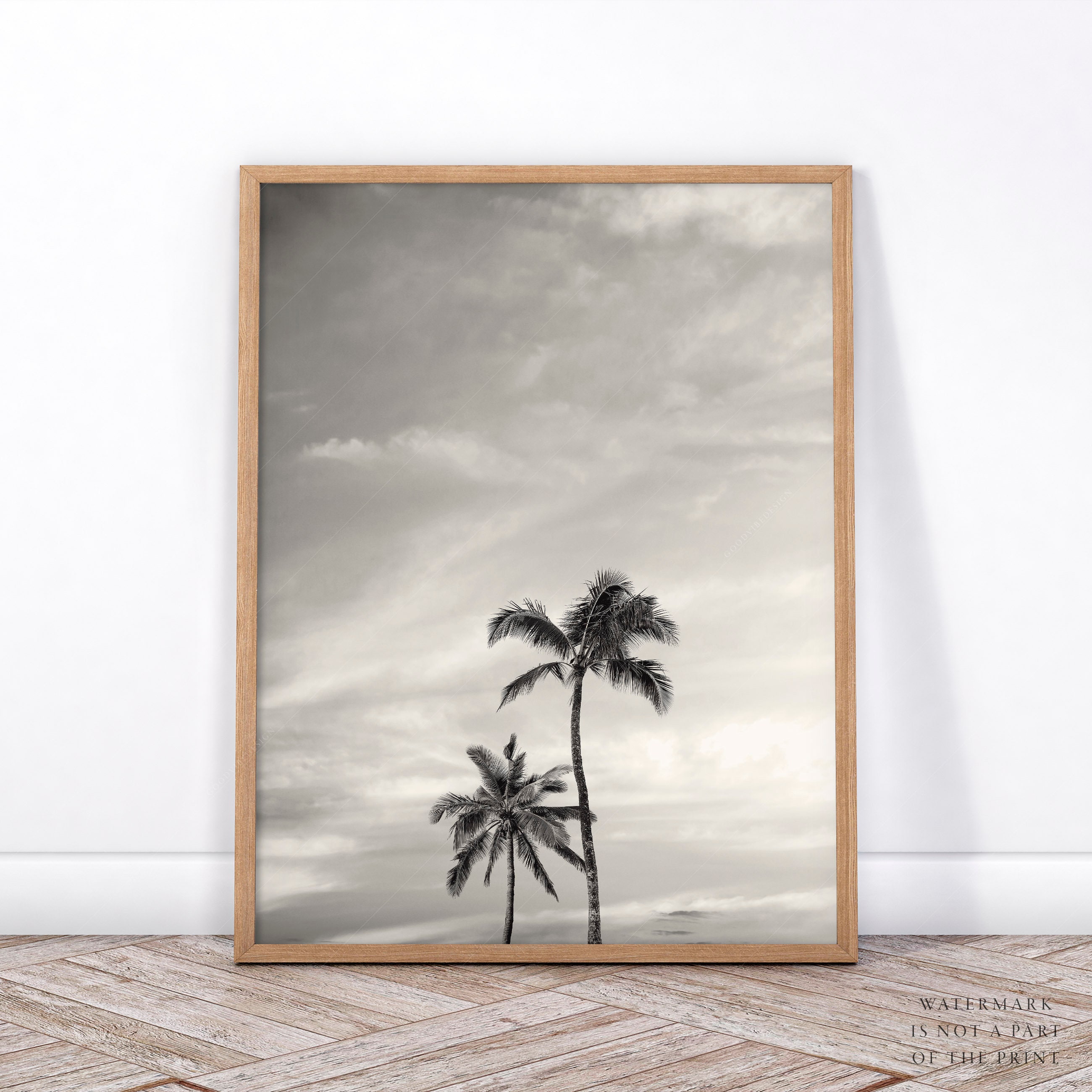 Black and White Beach Wall Art – Palm Tree & Ocean Photo Set of 2 ...