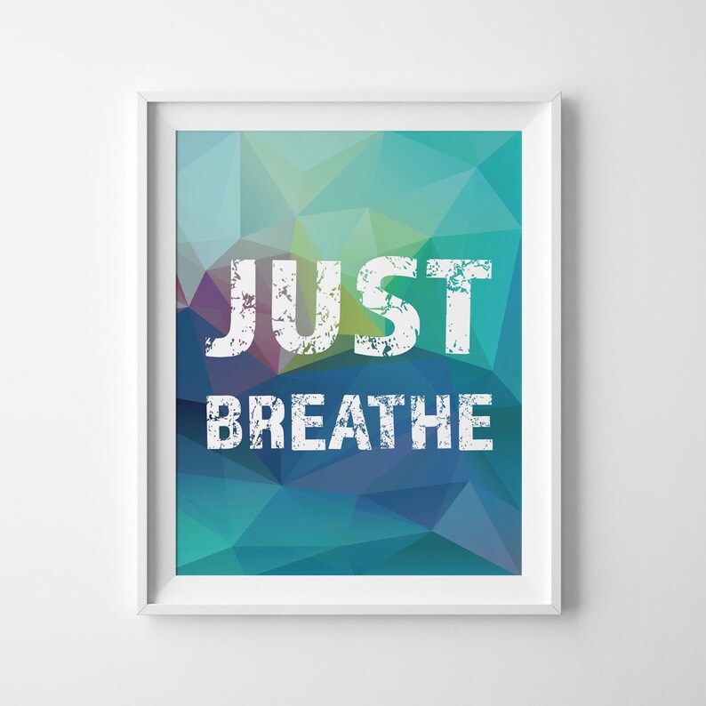 Set Of 2 Just Breathe Wall Art Prints Unframed 8x10 Inspirational Wall Art