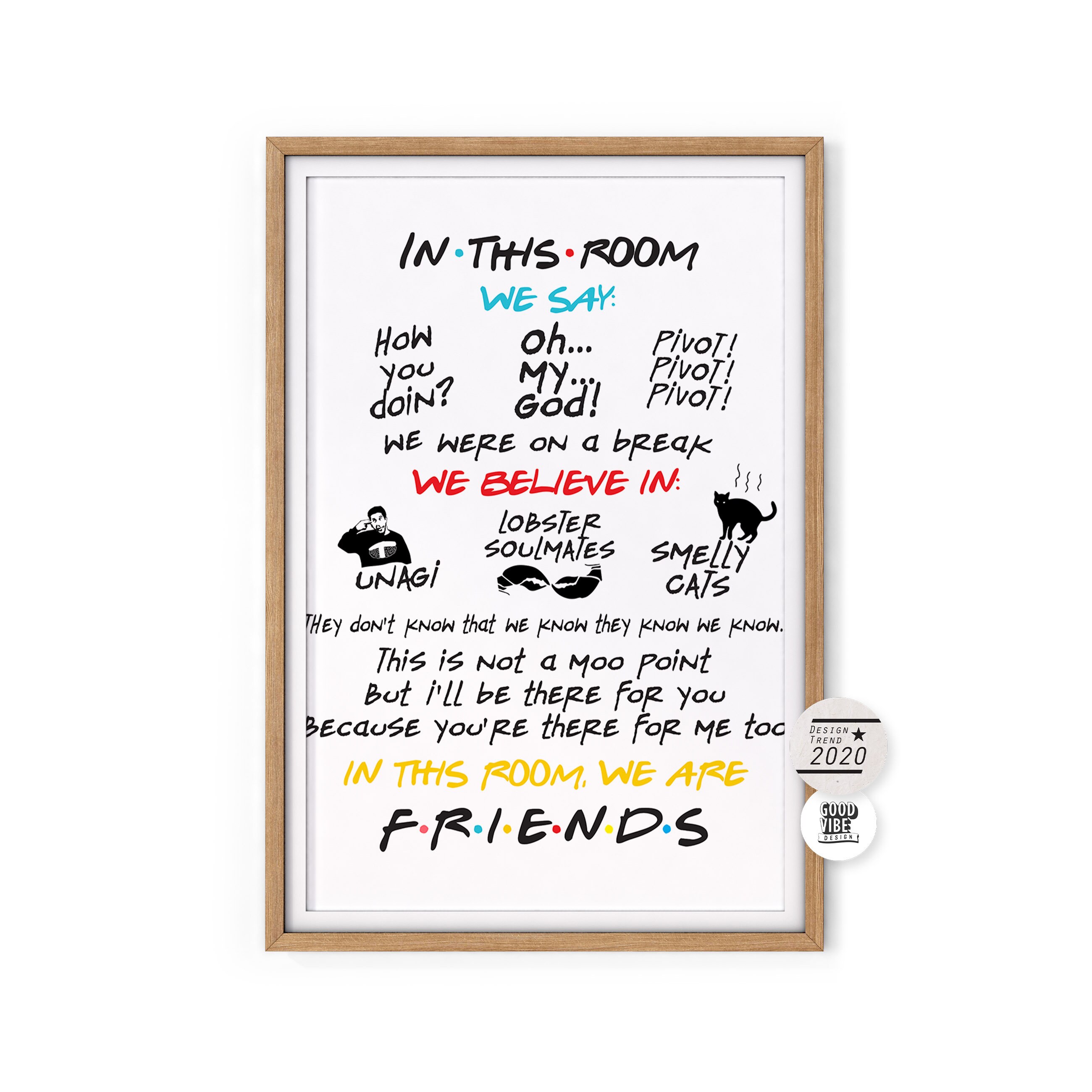 Friends Quotes Tv Show Friends Tv Show In This House Poster Funny Quotes I'll | Etsy