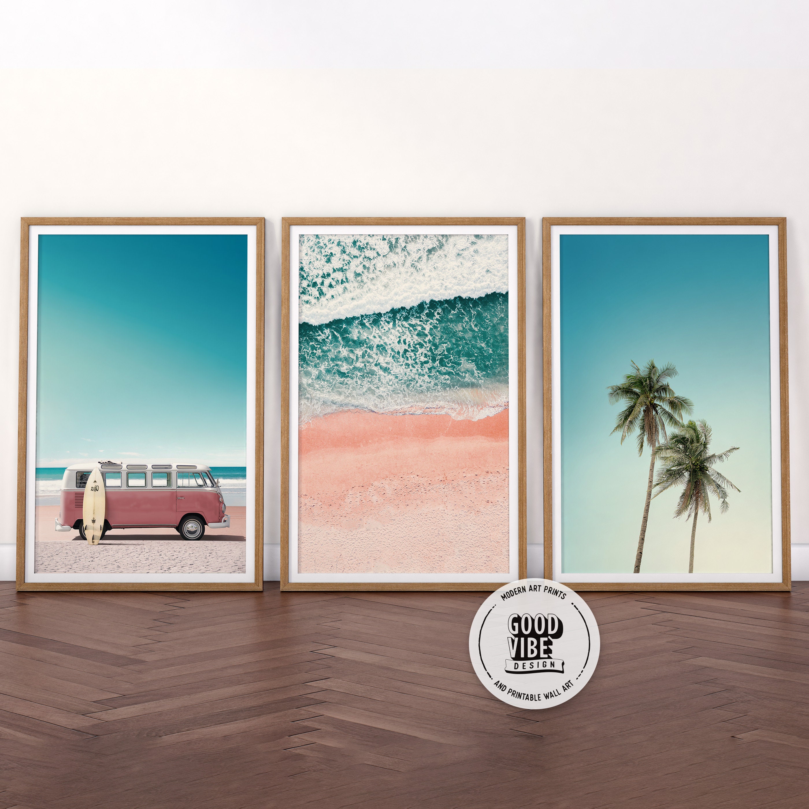 Beach Art Set of 3 California Set Wall Art Turquoise Sea Etsy