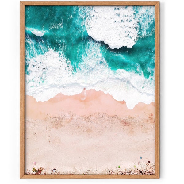 Aerial Wave Sand, Beach Art Print, Ocean Poster, Tropical Wall Decor, California Gallery Set, Coastal Print, Boho Art Print, Turquoise Water