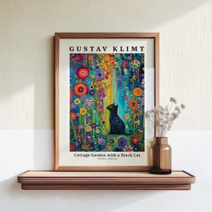 Gustav Klimt Style Black Cat Art Print, Colorful Whimsical Decor immagine 9