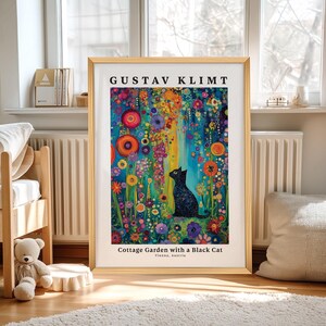 Gustav Klimt Style Black Cat Art Print, Colorful Whimsical Decor immagine 6