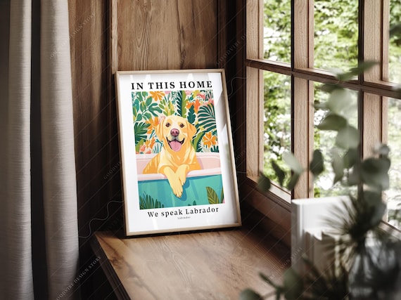 Tropical Labrador Art Print, Funny Dog Lover Gift