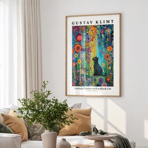 Gustav Klimt Style Black Cat Art Print, Colorful Whimsical Decor immagine 4
