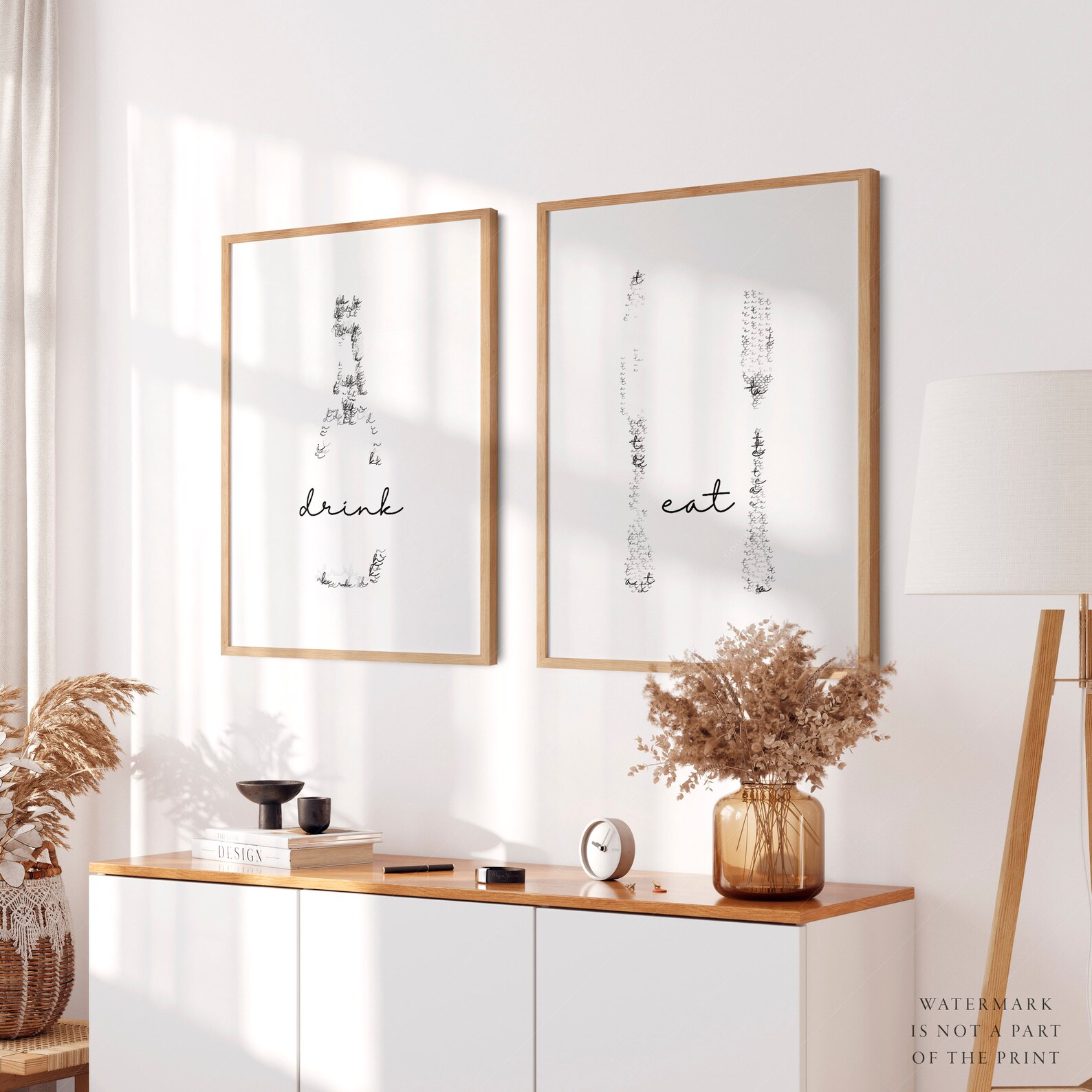 Modern Kitchen Set of 2 Kitchen Print Champagne Wall Art Eat - Etsy