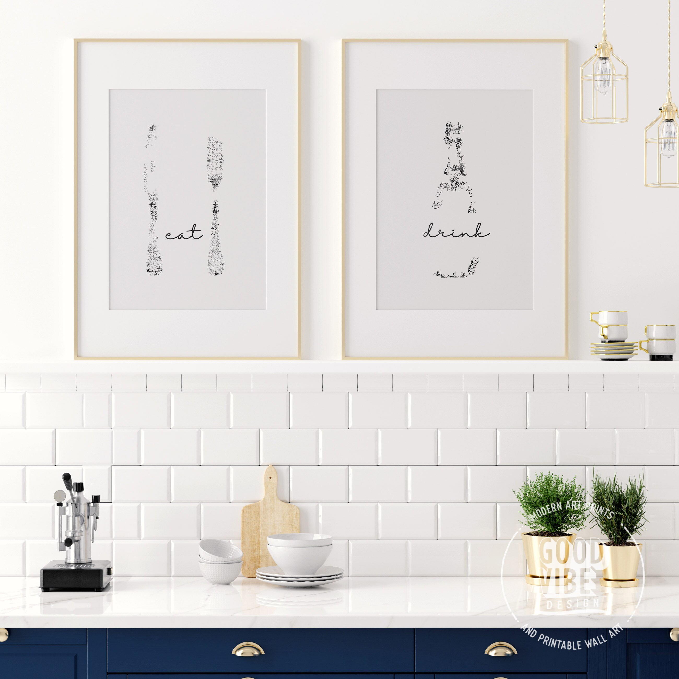 beige kitchen prints, dining room prints, set of 3,... Modern Kitchen Set of 2 Kitchen Print Champagne Wall Art Eat | Etsy Canada