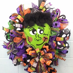 Frankie Halloween Kranz, Franky Monster Dekor, wunderliche Halloween-Kranz, Monster Dekor, Halloween-Party-Dekor, Frankenstein Kranz