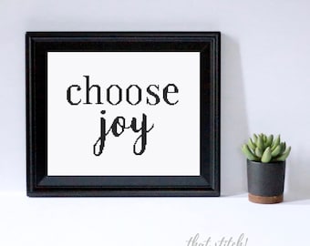 Patrón de punto de cruz contado inspirador, diseño moderno de punto de cruz, elegir decoración de alegría, elegir punto de cruz de alegría, cita motivacional, #115