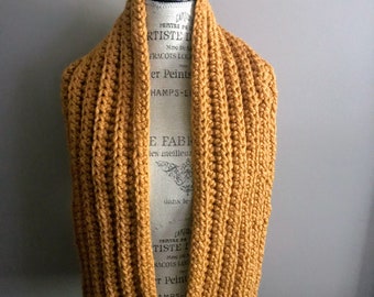 in Color Mustard Chunky Knit Cowl Infinity Scarf The Uptown Cowl