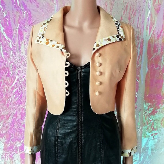 Vintage 1960s Soft Gold Dotty Print Dagger Collar