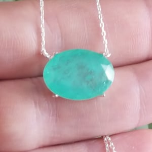 Paraiba Tourmaline Ladies Gemstone Necklace, Aquamarine Necklace, Caribbean Vivid Blue, Oval Shape Gift for her