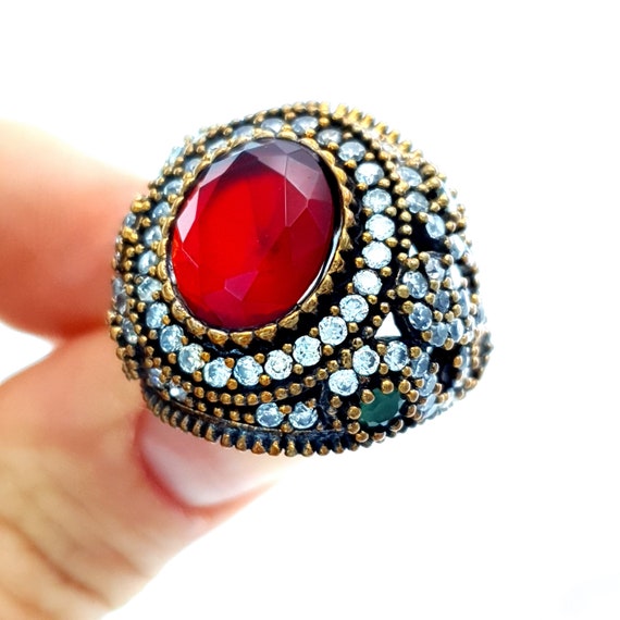 はち✨クリスマス直前商品❣️美しい❣️勝利に導く❣️Ruby ring✨ Buy Estele Rose Gold Plated CZ Sparkling Finger Ring with