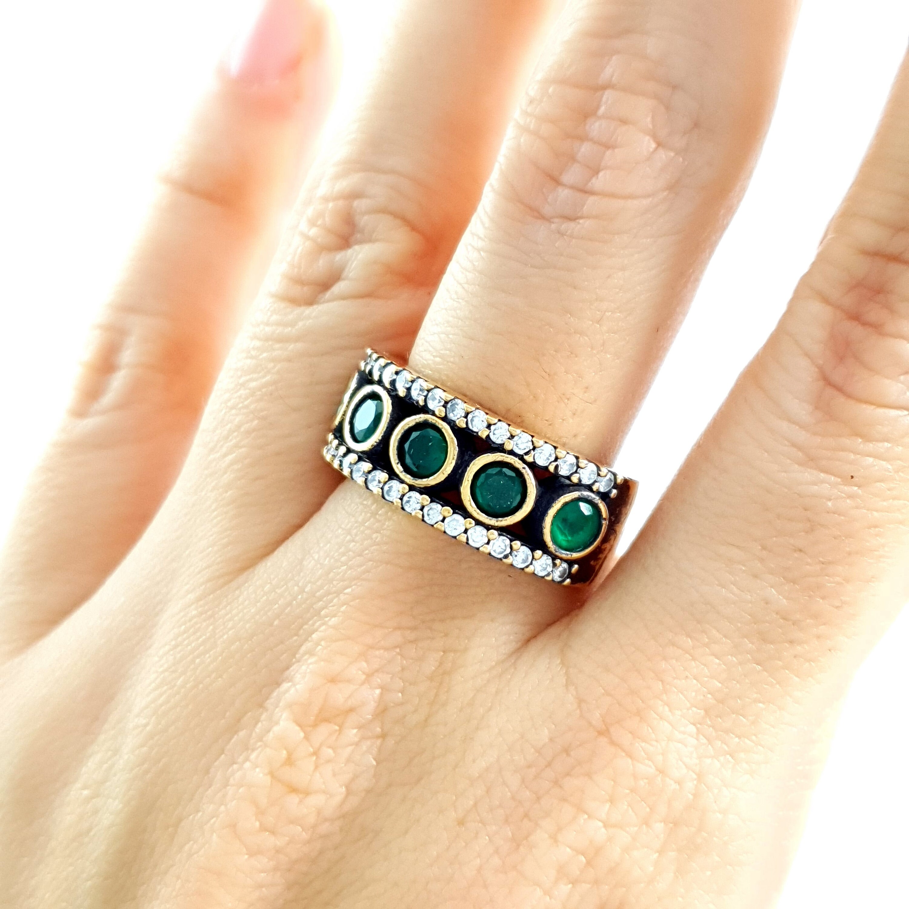Hurrem Sultan Rings Turkish Jewelry Ring Emerald Silver Etsy