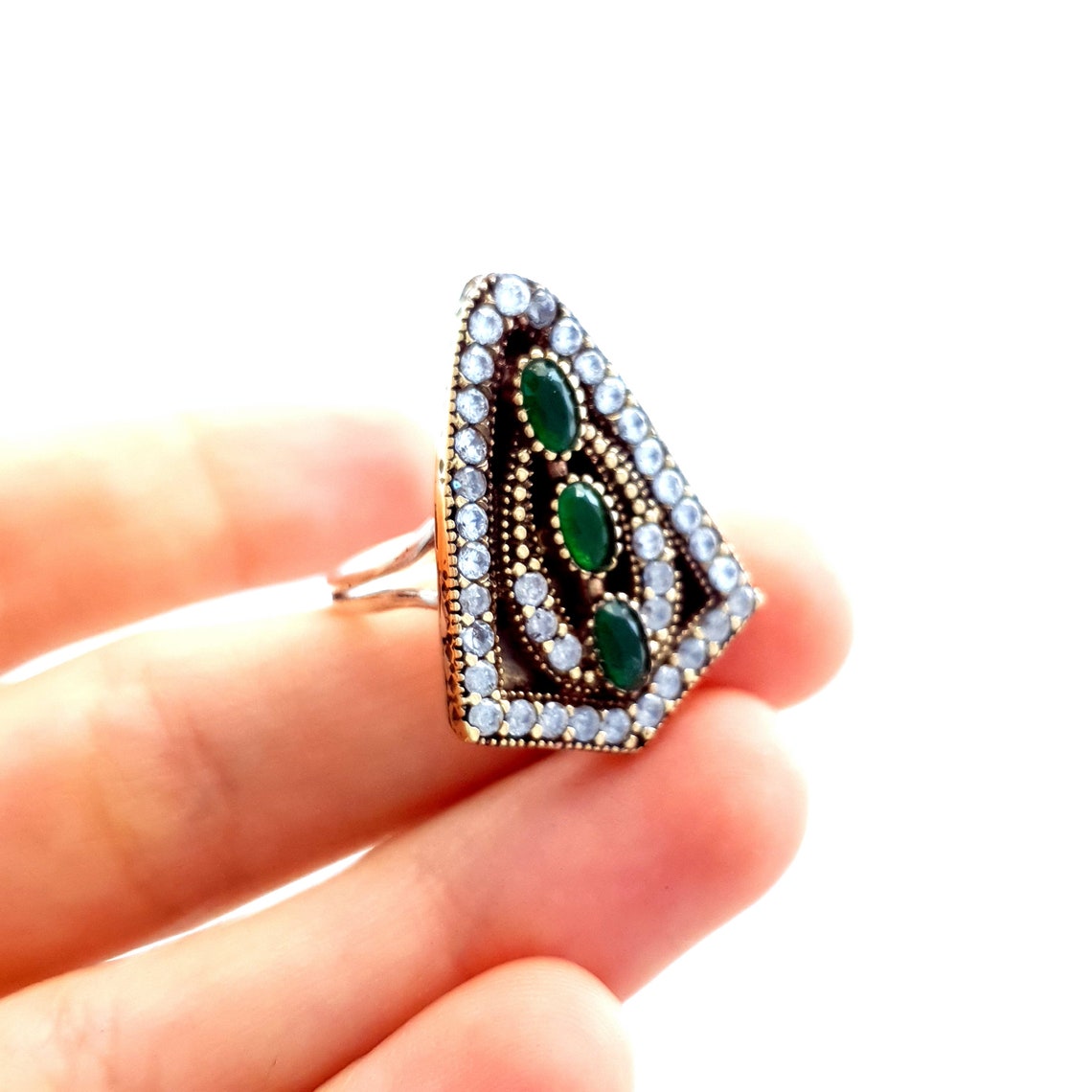 Anello Donna In Argento 925 Con Gemma Turchese Rame | Jeweloporium Fatto A Mano, Boho, Regalo Speciale