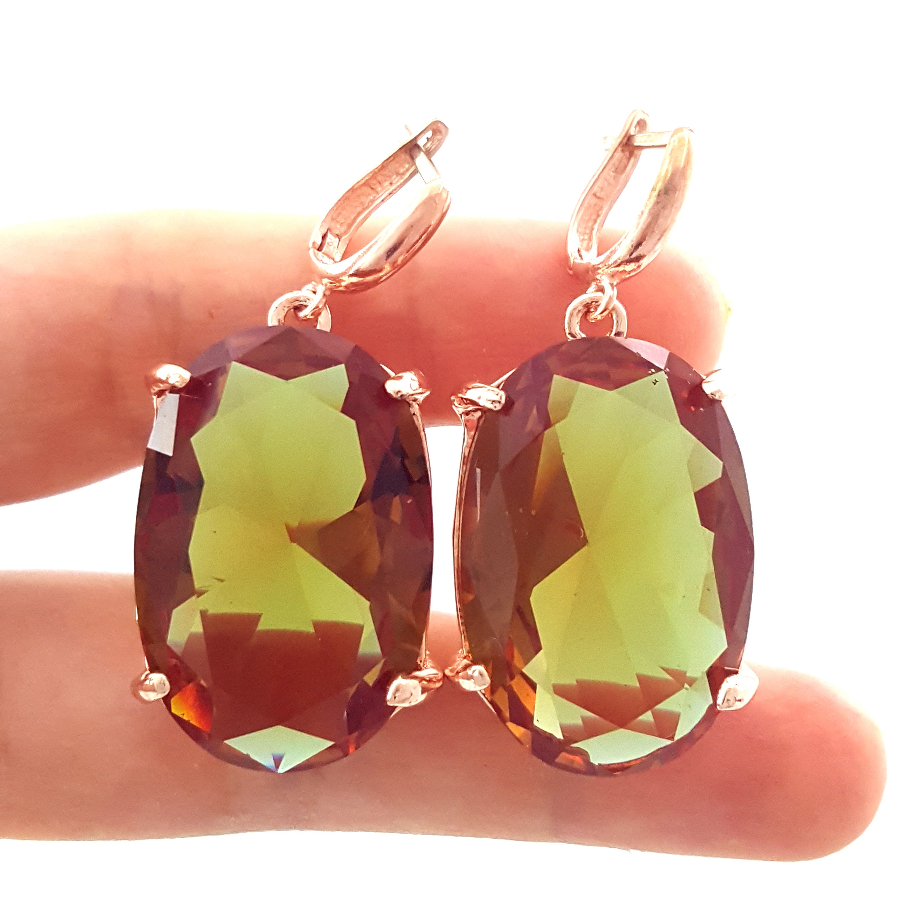 Color Changing Alexandrite Ladies Silver Earrings Turkish Etsy