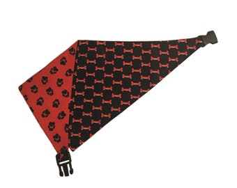 Bandana de perro reversible rojo y negro