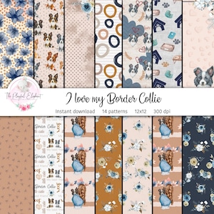 Border Collie Digital Scrapbook Paper