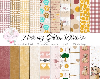 Golden Retriever Digital Scrapbook Paper