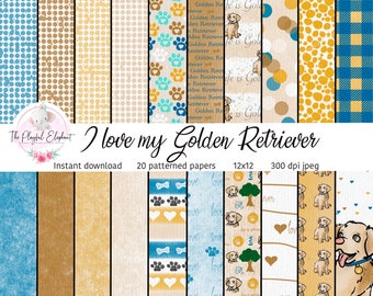 Golden Retriever Digital Scrapbook Paper