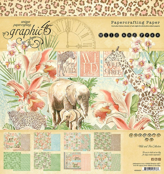 Wild Animal Print Scrapbook Paper Pad 8x8 Scrapbooking Kit for