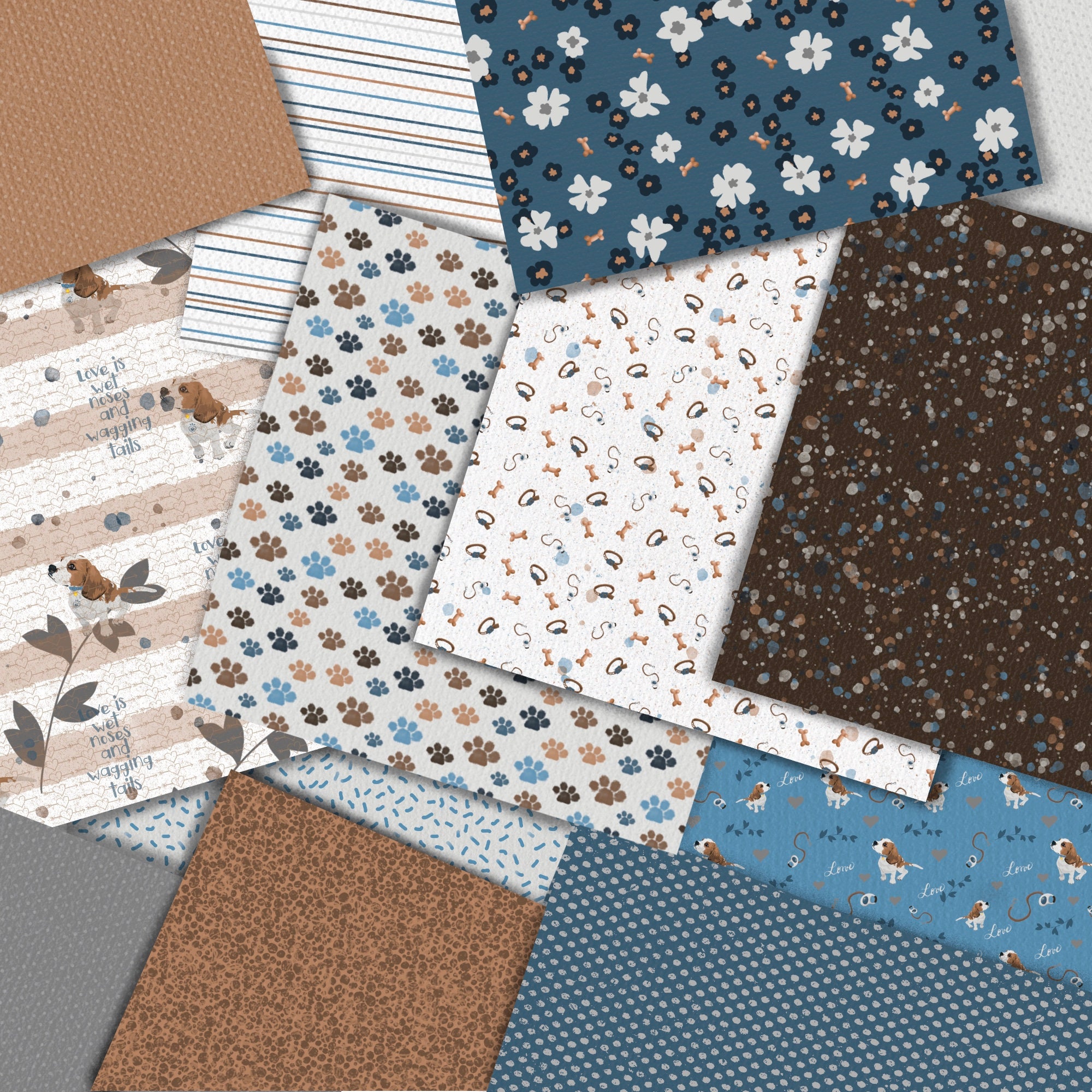 Beagle Digital Scrapbook Paper Etsy