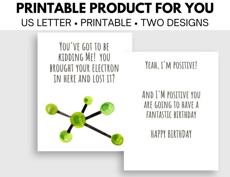 Science/chemistry Birthday Cards Printable Digital Art Print - Etsy