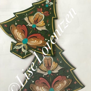 Painting Pattern Packet-Rosemaling-Hallingdal Christmas Tree Wooden Oranament-Original design by Art of Lise Lorentzen