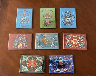Rosemaling Magnet, estilo Hallingdal Arte popular noruego Diseños variados