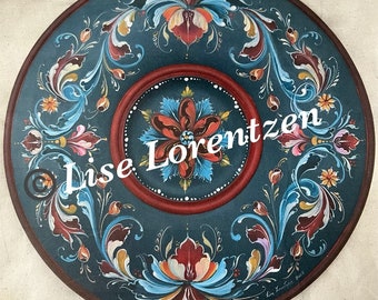 Painting Pattern Packet- Gudbrandsdal - Norwegian Rosemaling - 12" Candle Plate Pattern Packet-Original design by Art of Lise Lorentzen