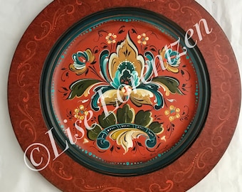 Padrão de pintura Packet-Rosemaling-Hallingdal Rosemaling 12" Placa #1-Design original por Art of Lise Lorentzen