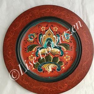 Rosemaling Painting Pattern: Hallingdal Wooden Plate Design (PDF Download)