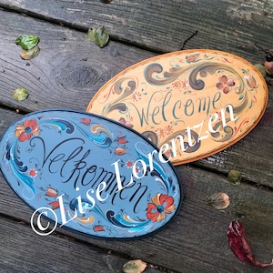 Rosemaling Painting Pattern: Telemark Welcome Sign (PDF Download)