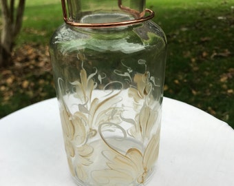 Clear Jar Tealight with Gold and White Telemark Rosemaling